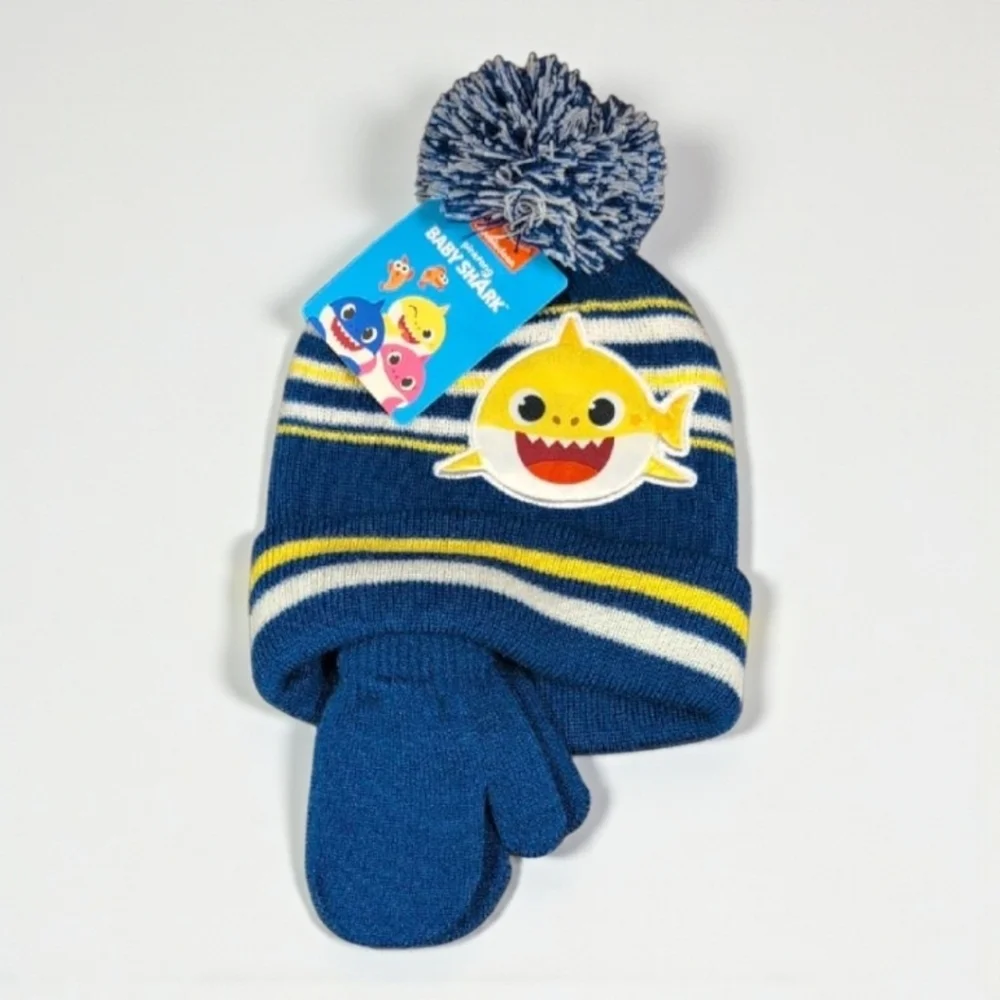 Nickelodeon Baby Shark Pom Hat and Glove Set Toddler OS